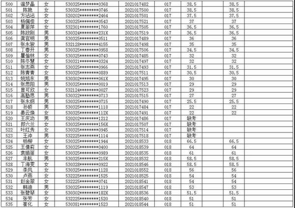 富源县中医医院医共体2021年招聘编外专业技术人员考试笔试成绩公示(图15)